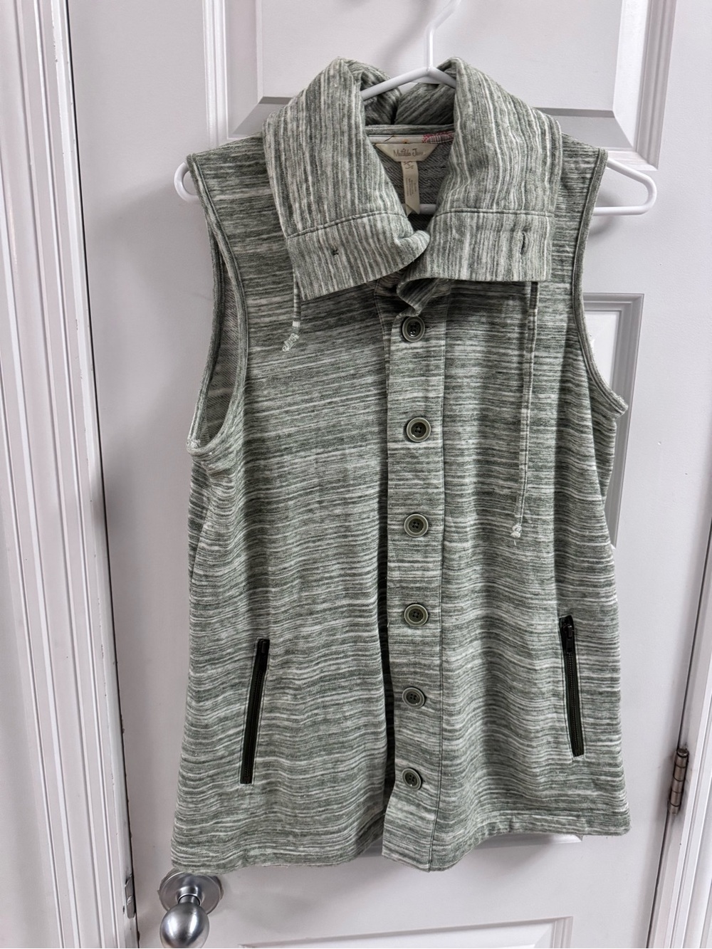 Matilda Jane Out the Door Green Heathered Button Up Vest